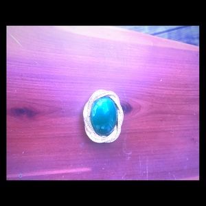 Vintage Green Stone Brooch